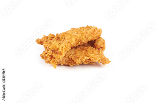 Fried breaded chicken fillet isolated on white background