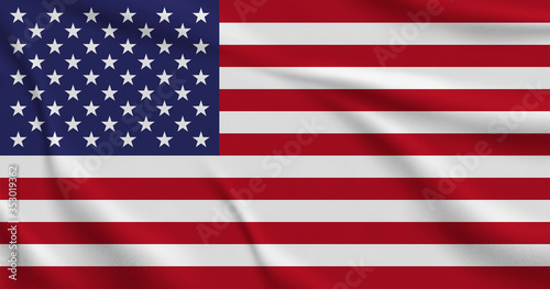 USA Politics News Concept: USA Flag . Closeup , 3D illustration of a waving flag.