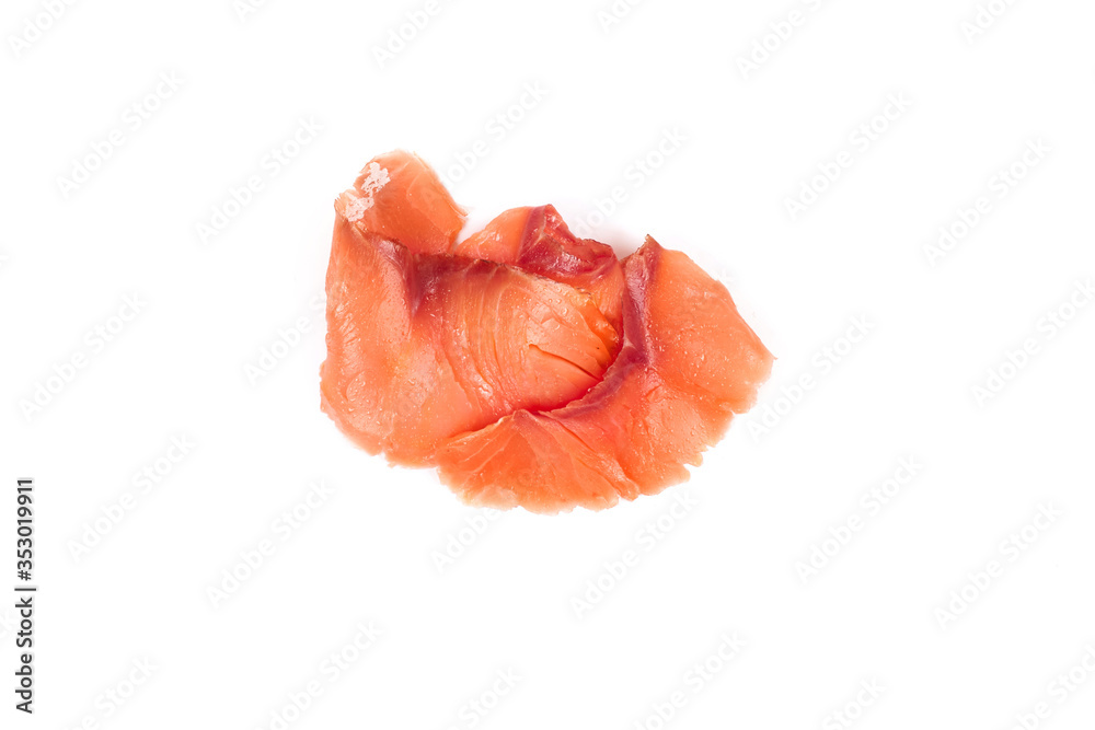 Slice salmon isolated on the white background.