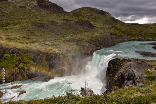 Salto Grande waterfall at Torres del Paine national park  patagonia  Chile