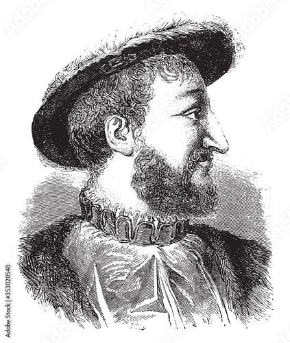 Francis I of France. vintage illustration.
