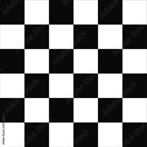 Black and white racing against a checkered pattern background