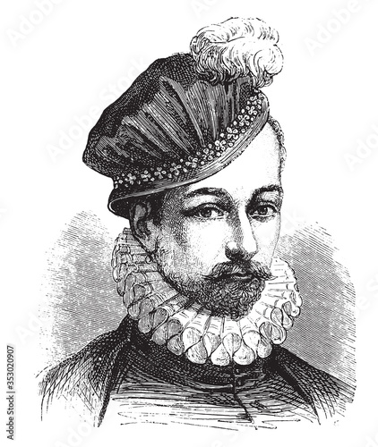 Charles IX Emperor of France, vintage engraving