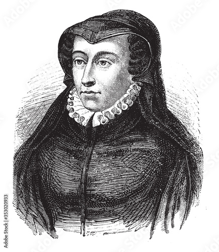 Catherine de Medici, vintage engraving