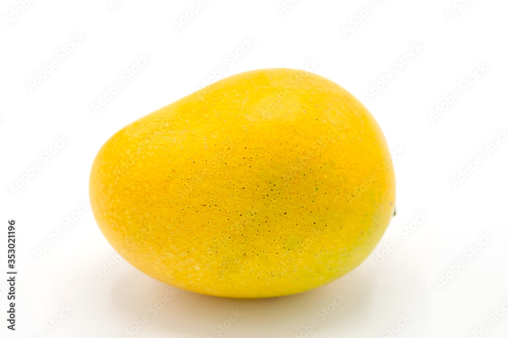 close-up fresh yellow mango isolated on white background.