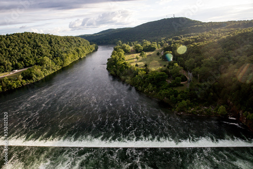 Bull Shoal Dam Spillway releases looking downstream