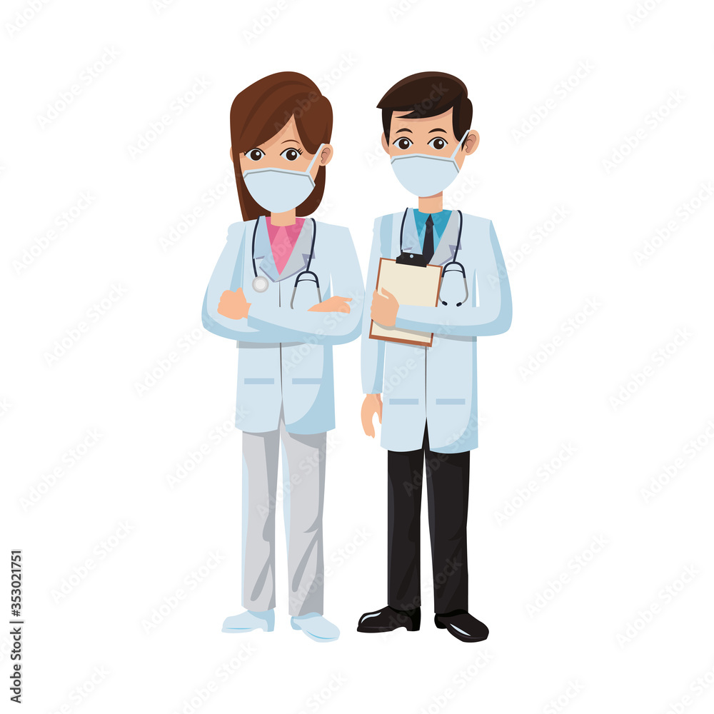 couple doctors using medical masks couple doctors using medical masks