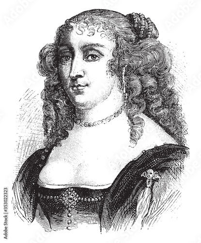 Marie de Bourbon Duchess of Montpensier, vintage illustration.