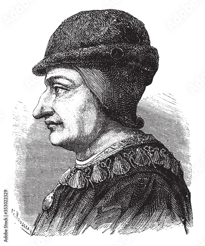 Картината върху платно Louis XI of France, vintage illustration.