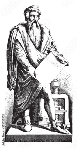 Johannes Gutenberg, vintage illustration.