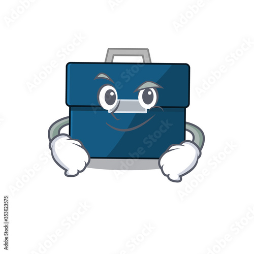 A cute arrogant caricature design of business suitcase having confident gesture