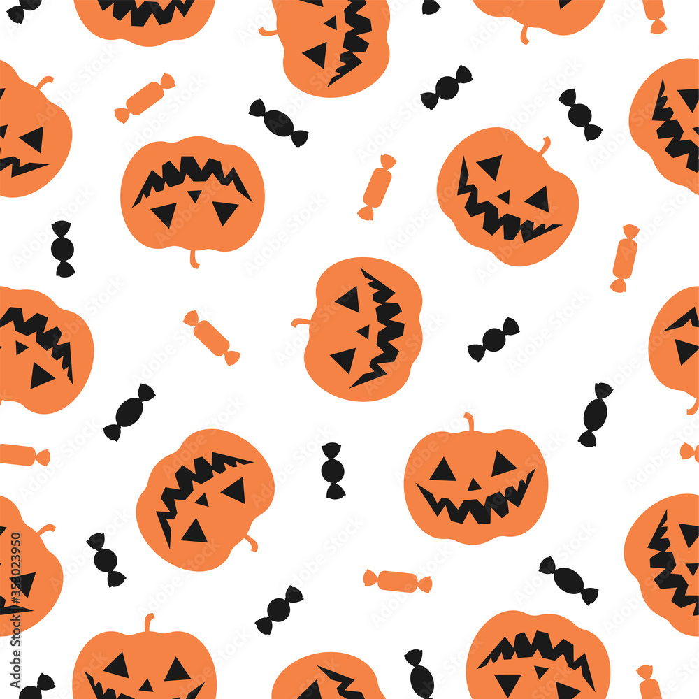 Halloween Seamless Pattern with Pumpkins Halloween Seamless Pattern with Pumpkins