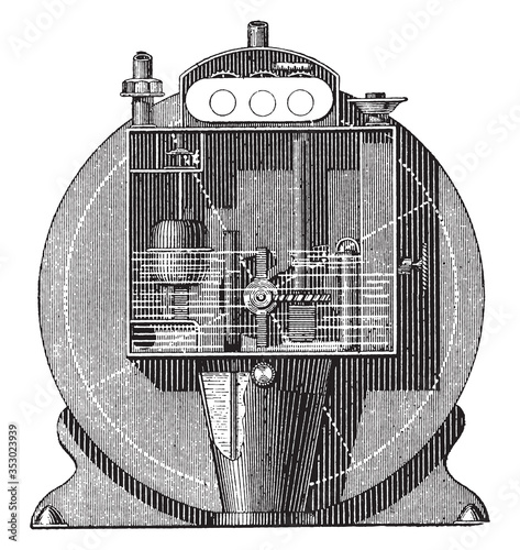 Gas meter, vintage illustration.