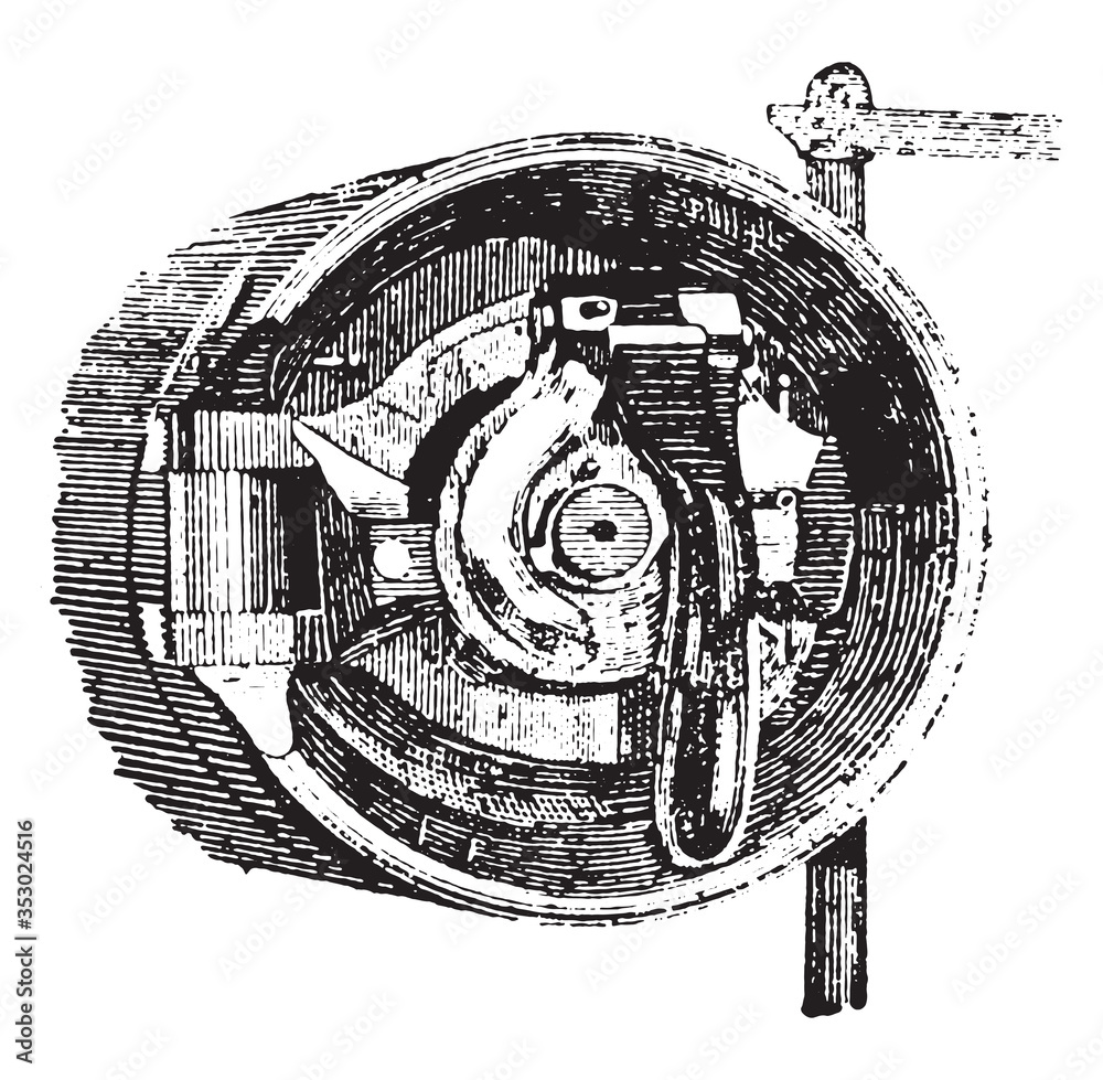 Closed barrel breech, vintage illustration.