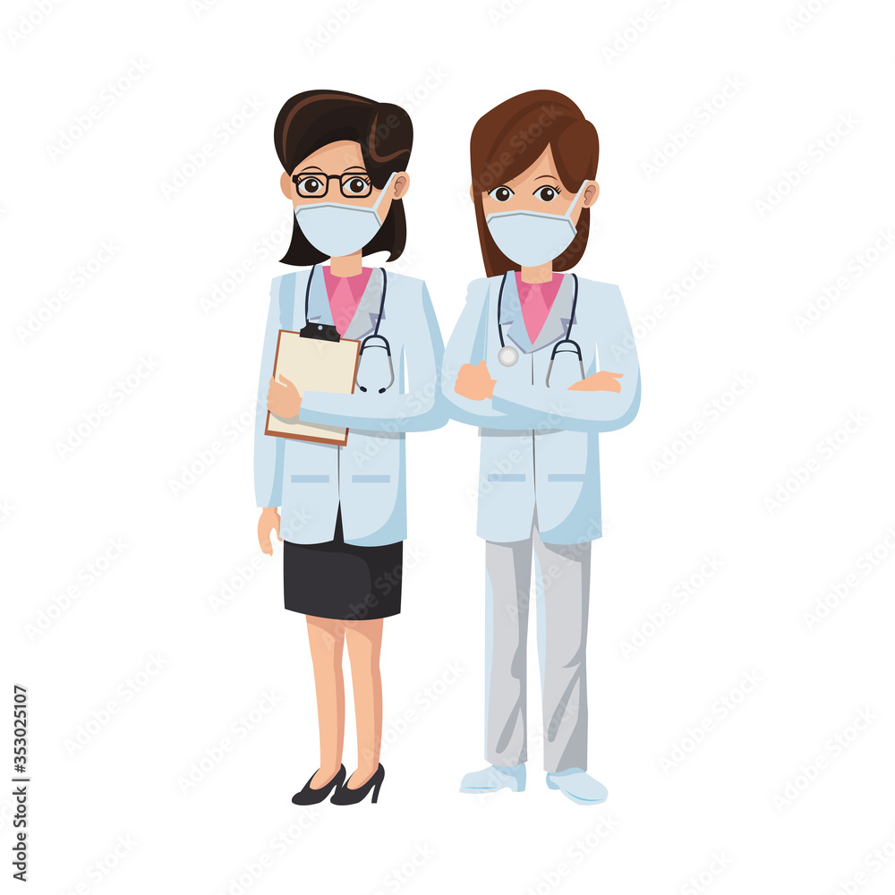female doctors using medical masks