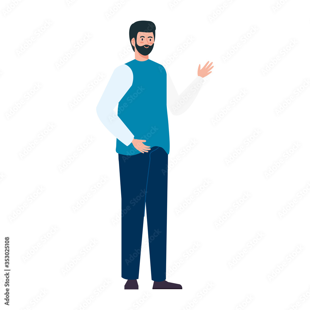 young man with beard handsome with casual clothes on white background vector illustration design young man with beard handsome with casual clothes on white background vector illustration design