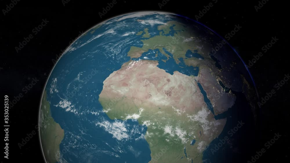 Planet earth from space. Day to night Realistic world globe spinning ...