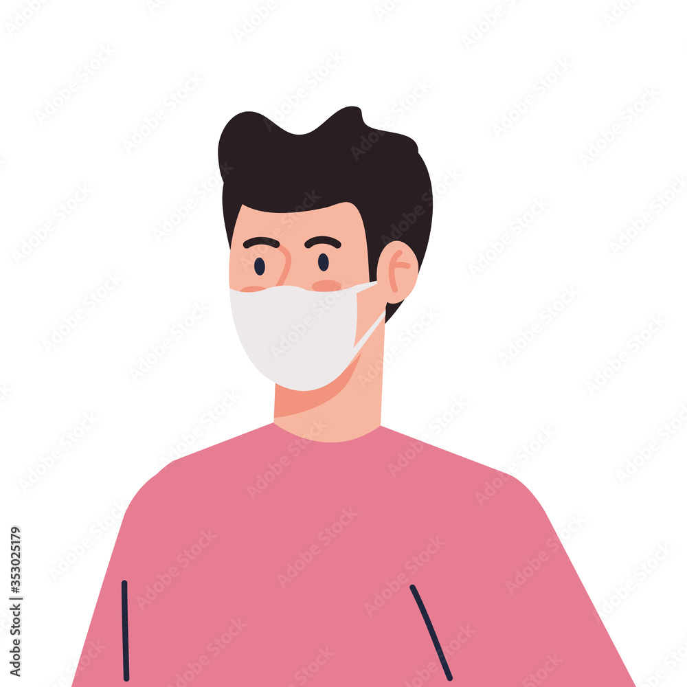 man using protective surgical mask for covid 19 prevention vector illustration design man using protective surgical mask for covid 19 prevention vector illustration design
