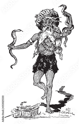 Fakir, vintage illustration.