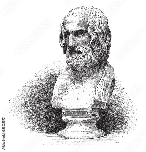Euripides Greek tragic poet (480 to 402 BC), vintage illustration. photo