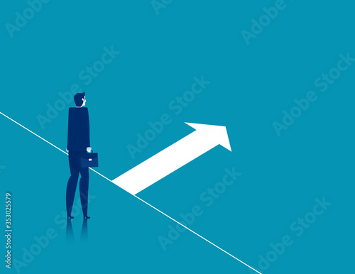Businessman with start line. StartUp vector illustration concept