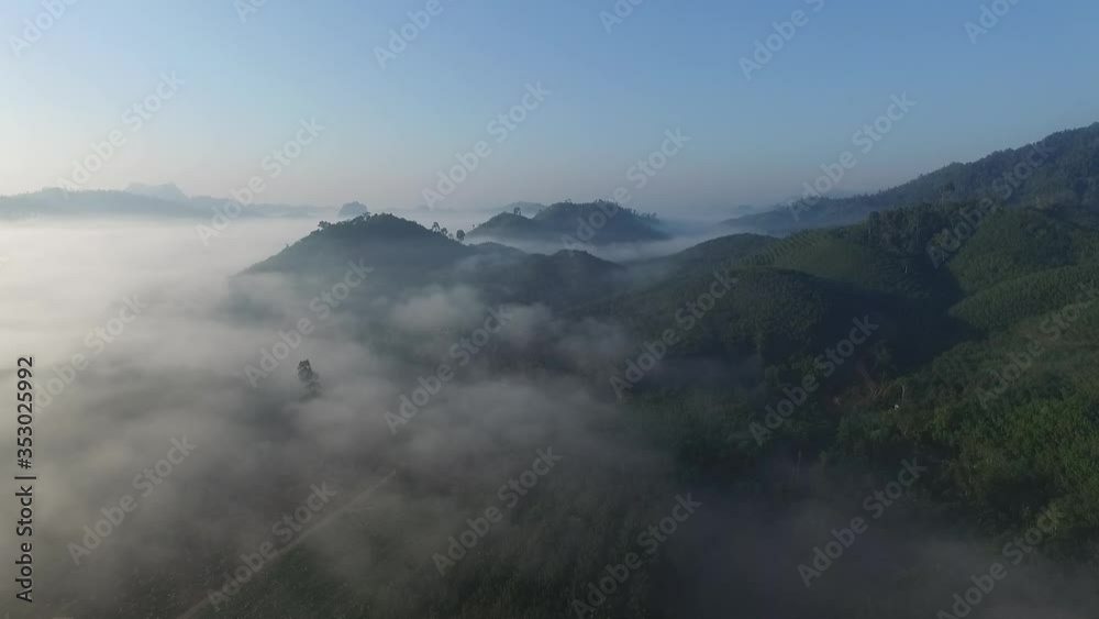 misty morning in the mountains at thailand