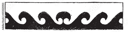 Confronted waves, vintage illustration.