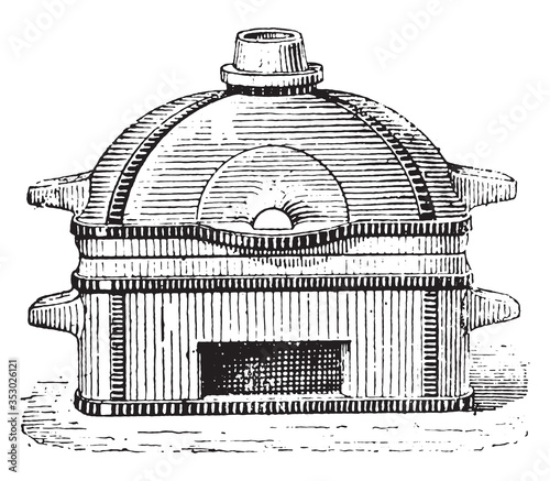 Reverberatory furnace, vintage illustration.
