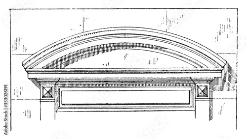 Bilde på lerret Arc-shaped pediment, vintage illustration.