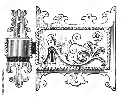 Lock keeper from XII century, vintage illustration.