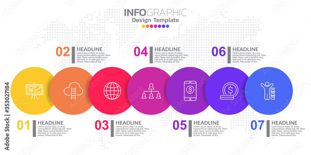 Fototapeta premium Infographic template design with 7 color options.