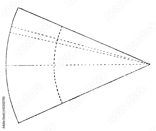 Center of a circle sector, vintage illustration.