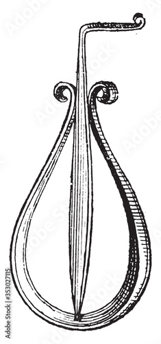 Jews harp (instrument), vintage illustration.