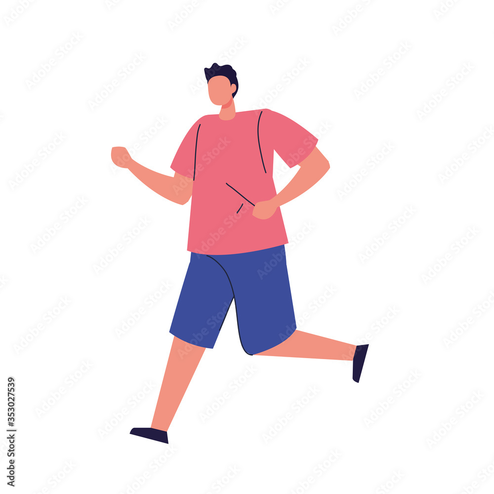 young man running on white background vector illustration design