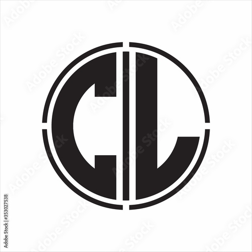 CL Logo initial with circle line cut design template on white background