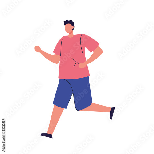 young man running on white background vector illustration design