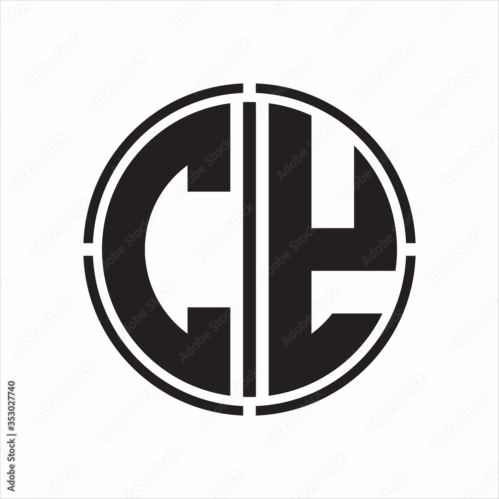 CY Logo initial with circle line cut design template on white background CY Logo initial with circle line cut design template on white background