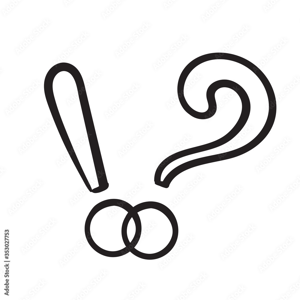 hand drawn Exclamations and Question Marks. Questions and receive Answers icon illustration doodle