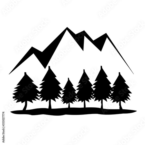 Wallpaper Mural mountain icon on white background. flat style. mountain with pine trees symbol. rocks and peaks sign. Torontodigital.ca