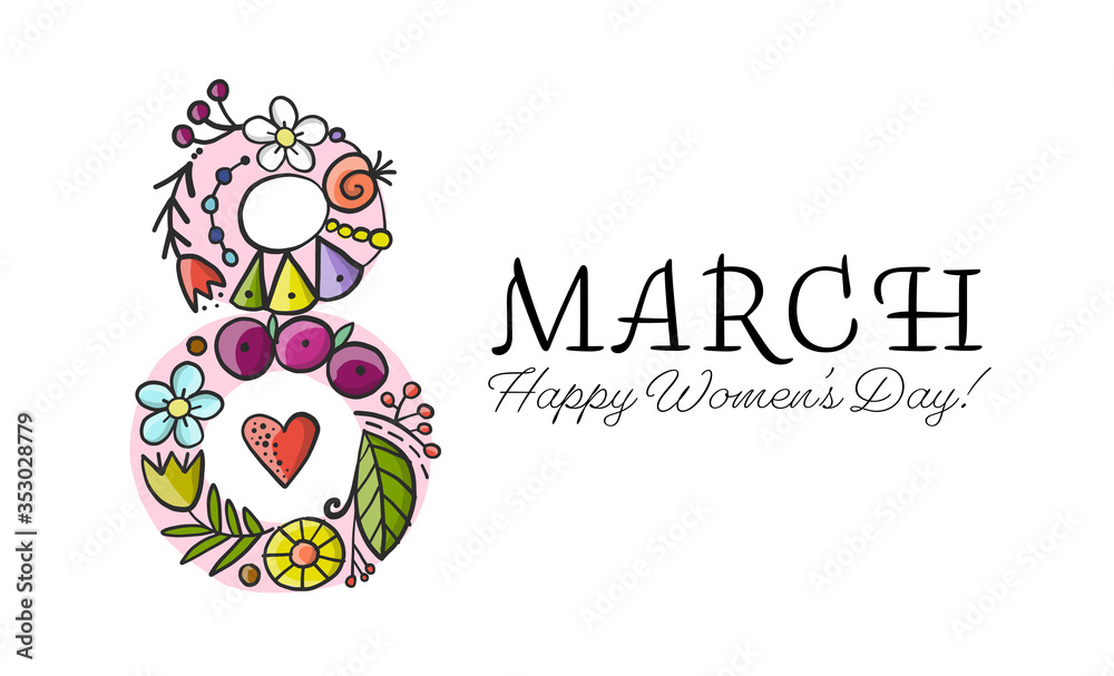 International Women s Day. Greeting card for your design. 8th of march International Women s Day. Greeting card for your design. 8th of march
