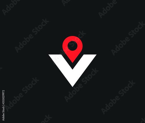 letter v and place point Logo Icon Design Element