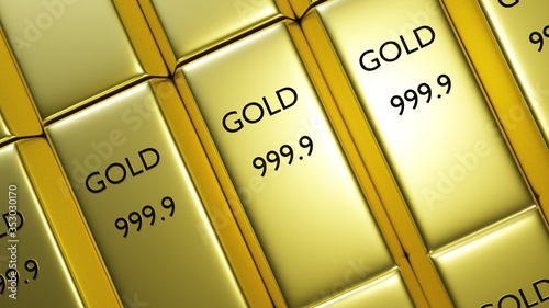 3D render of gold bars.Financial concept.