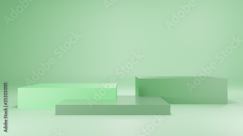 3D rendering abstract green background with geometric shape podium for product. minimal concept.