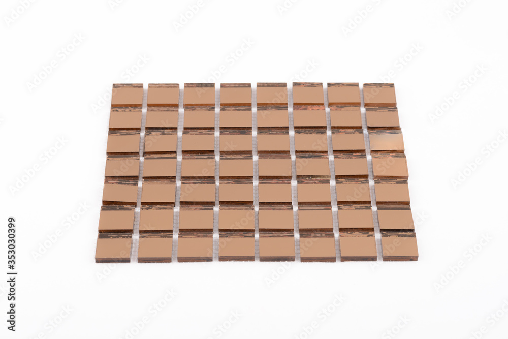 Glass and mirror mosaic without reflections isolated on a white background. For construction and repair in the bathroom, pool, kitchen. Glass and mirror mosaic without reflections isolated on a white background. For construction and repair in the bathroom, pool, kitchen.