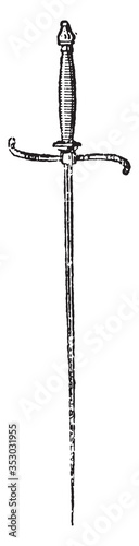 Swordfish weapon, vintage illustration.