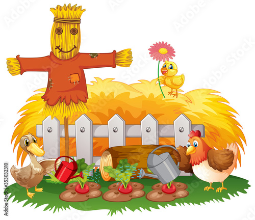 Farm theme background with farm animals