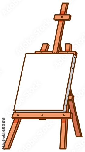 Canvas on wooden stand on white background