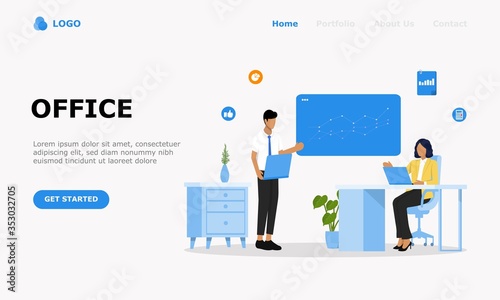 People in open space office Vector Illustration Concept , Suitable for web landing page, ui, mobile app, editorial design, flyer, banner, and other related occasion