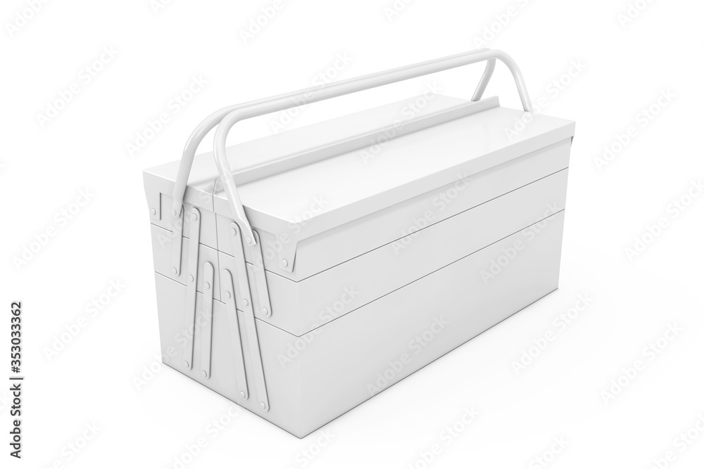 White Metal Classic Toolbox in Clay Style. 3d Rendering White Metal Classic Toolbox in Clay Style. 3d Rendering
