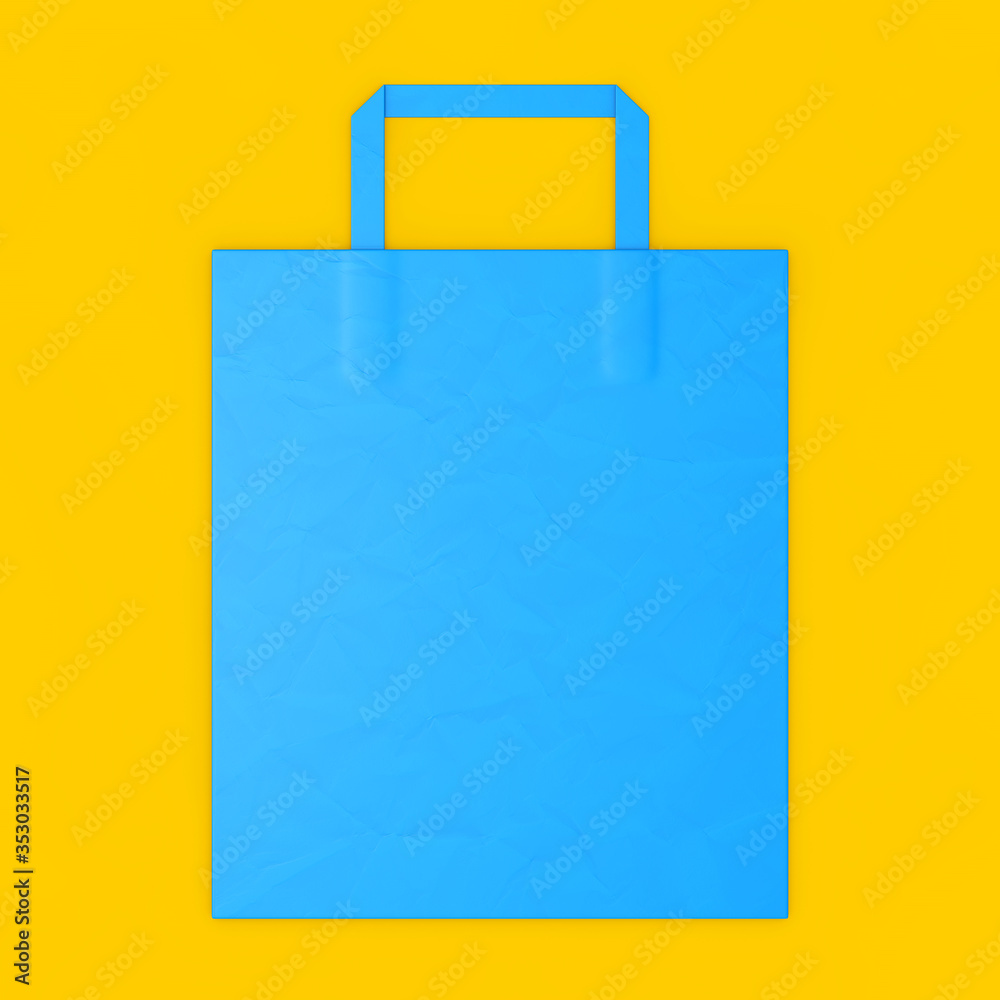 Blue Craft Paper Bag Mockup with Blank Space for Your Design. 3d Rendering Blue Craft Paper Bag Mockup with Blank Space for Your Design. 3d Rendering